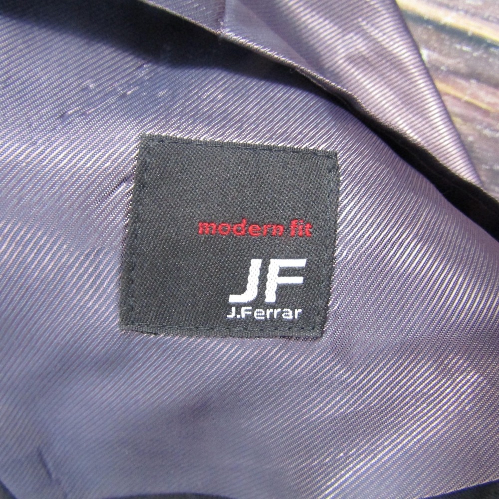 Suit Vest J. Ferrar Mens S Black Striped Polyester Rayon 3 Piece Slim Formal - Picture 2 of 6